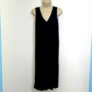 Madewell - Black Sleeveless Sleek Covered Buttons Down Front Midi Dress Size XXS